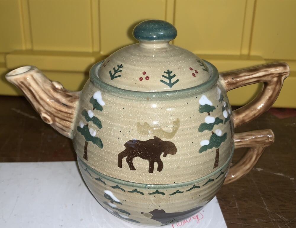 Teapot W/Cup - SONOMA HOME Lodge - Cabin/Tree/Duck/Moose/Bear